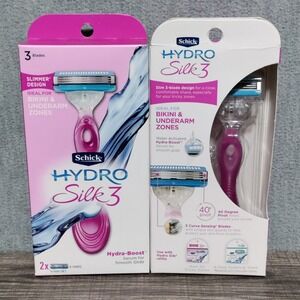 Schick Hydro‎ Silk3 Razor 1 Handle 2 Blades Hydra-Boost Serum Brand New Lot of 2